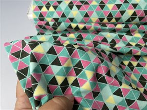 Bomuldsjersey - trekanter i glade farver